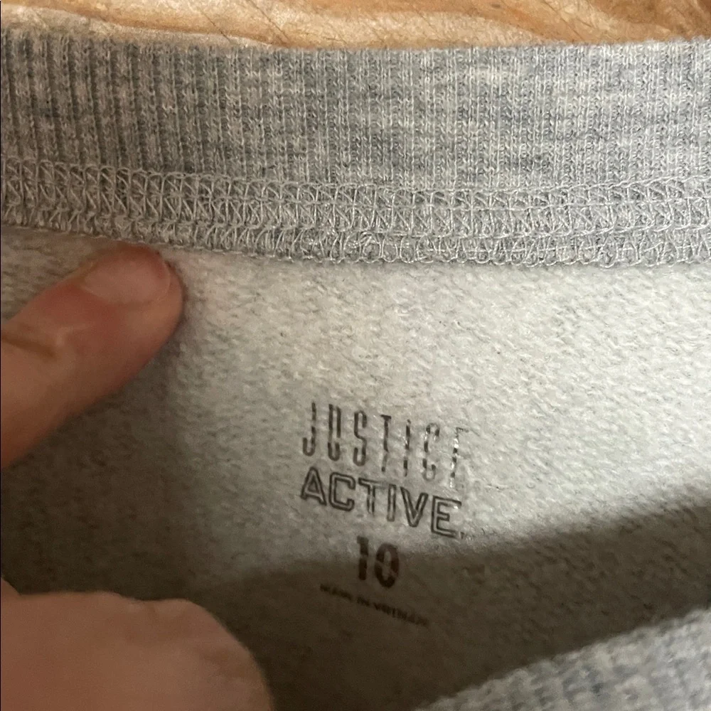 Justice Active Heather Gray Crewneck Cropped Soft Logo Sweatshirt